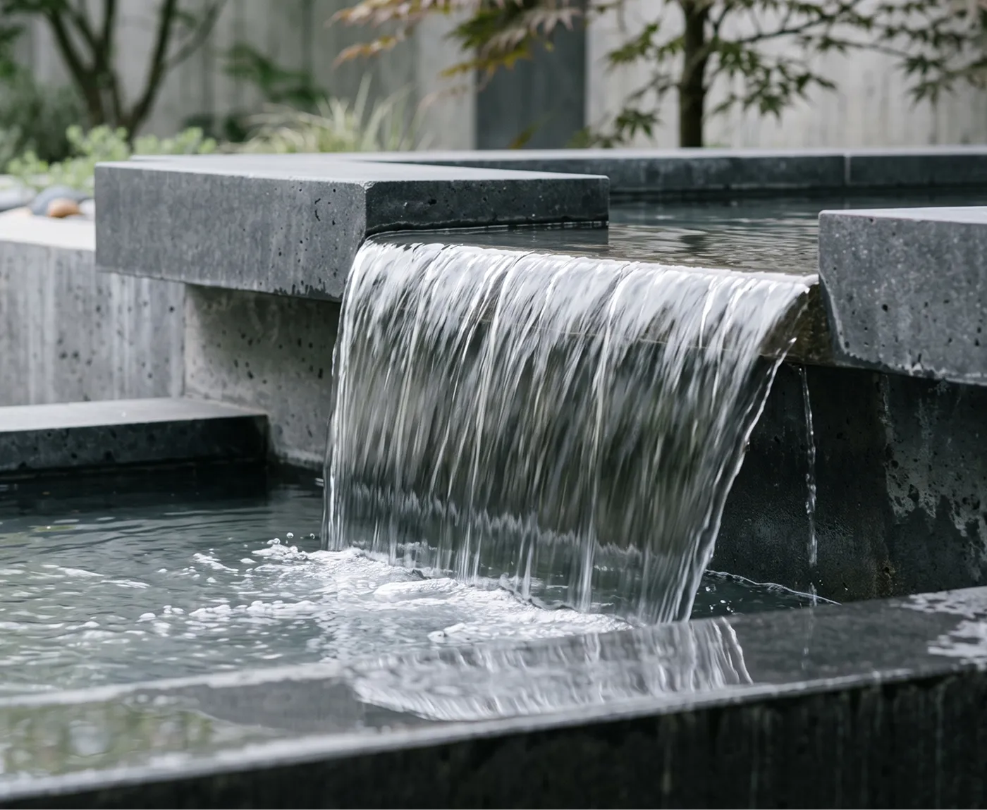 A water fountain feature