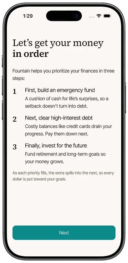 The Fountain app on iPhone